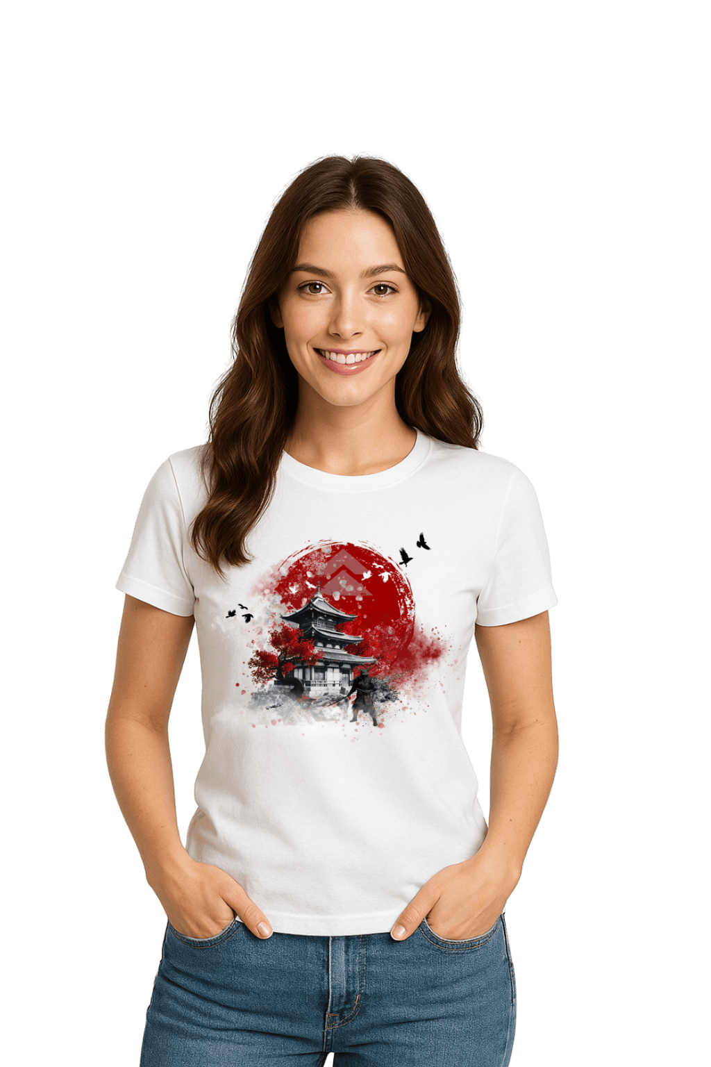 Camiseta Feminina Sob a Lua de Sangue   Ghost of Tsushima