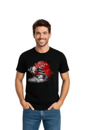 Camiseta Masculina Sob a Lua de Sangue - Ghost of Tsushima