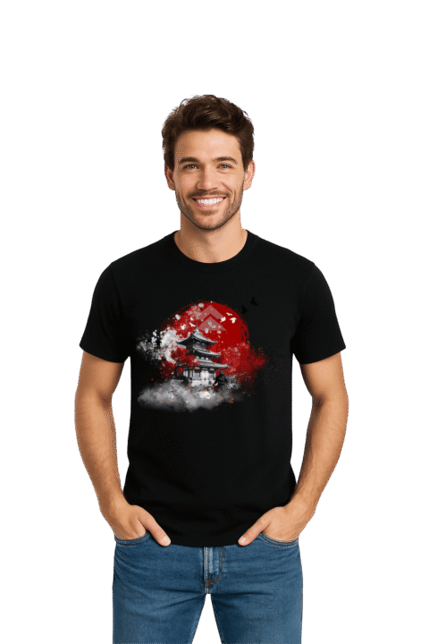 Camiseta Masculina Sob a Lua de Sangue - Ghost of Tsushima